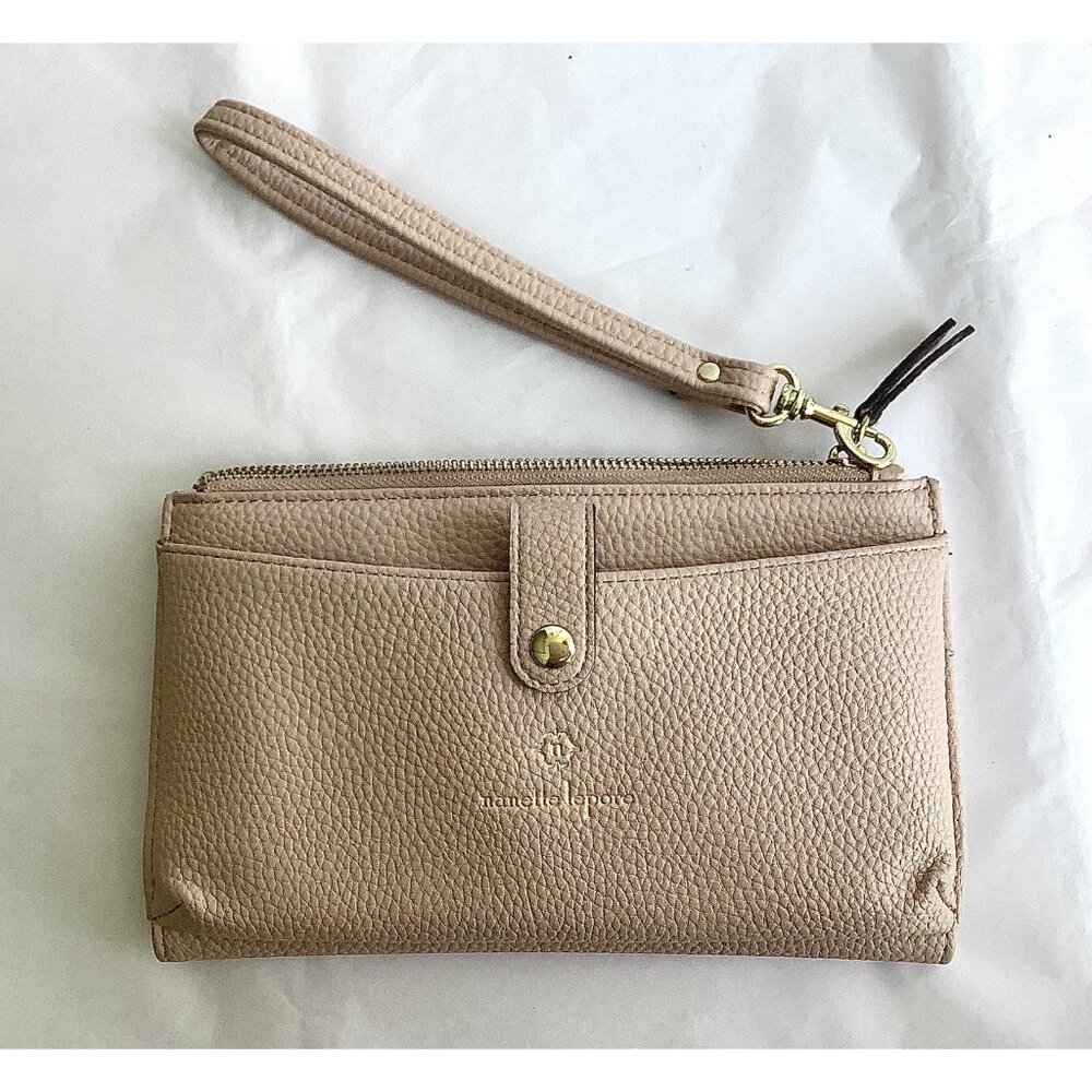 Nanette Lepore Women Pale Pink/Brown Leather Wristlet One Size - Picture 3 of 9